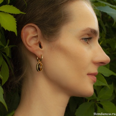 Серьги Fiore Luna, TIGER EYE, LE1203 BR/G, золотистые